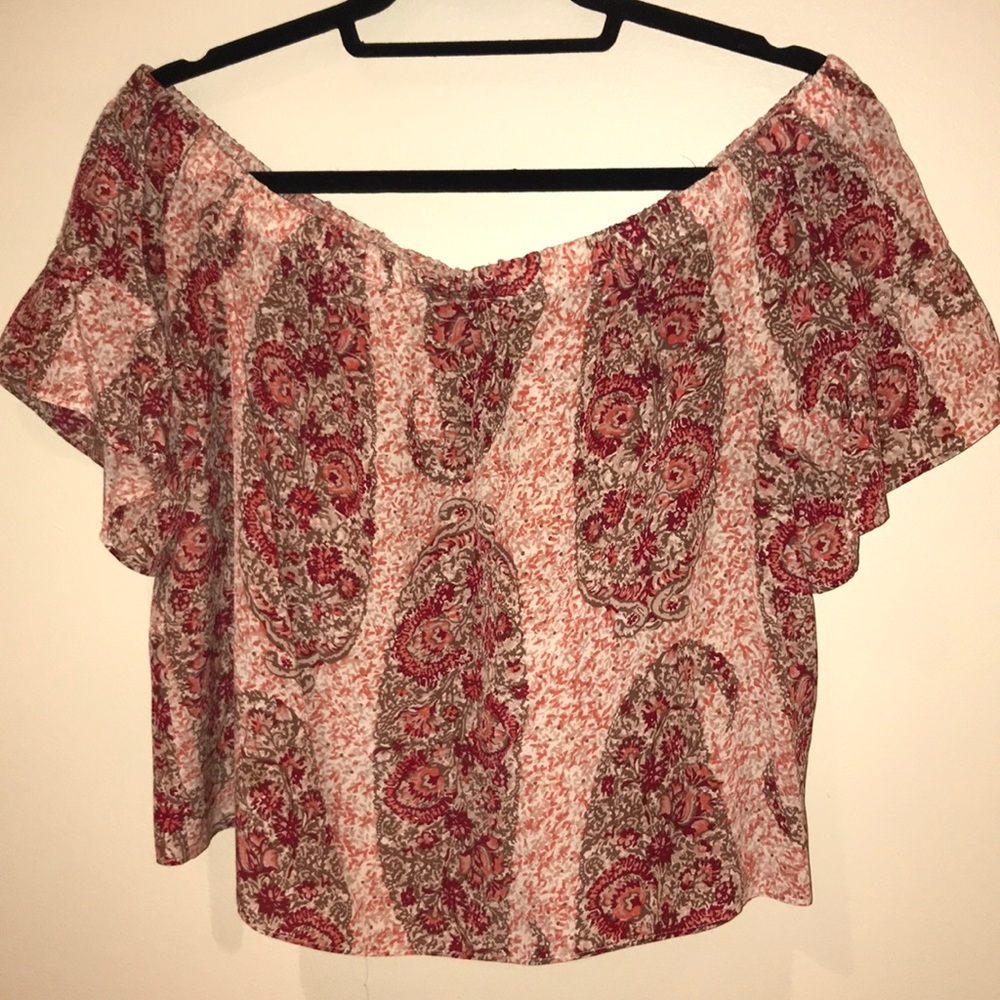 Madewell Paisley Off the Shoulder Silk Blouse - Picture 4 of 6